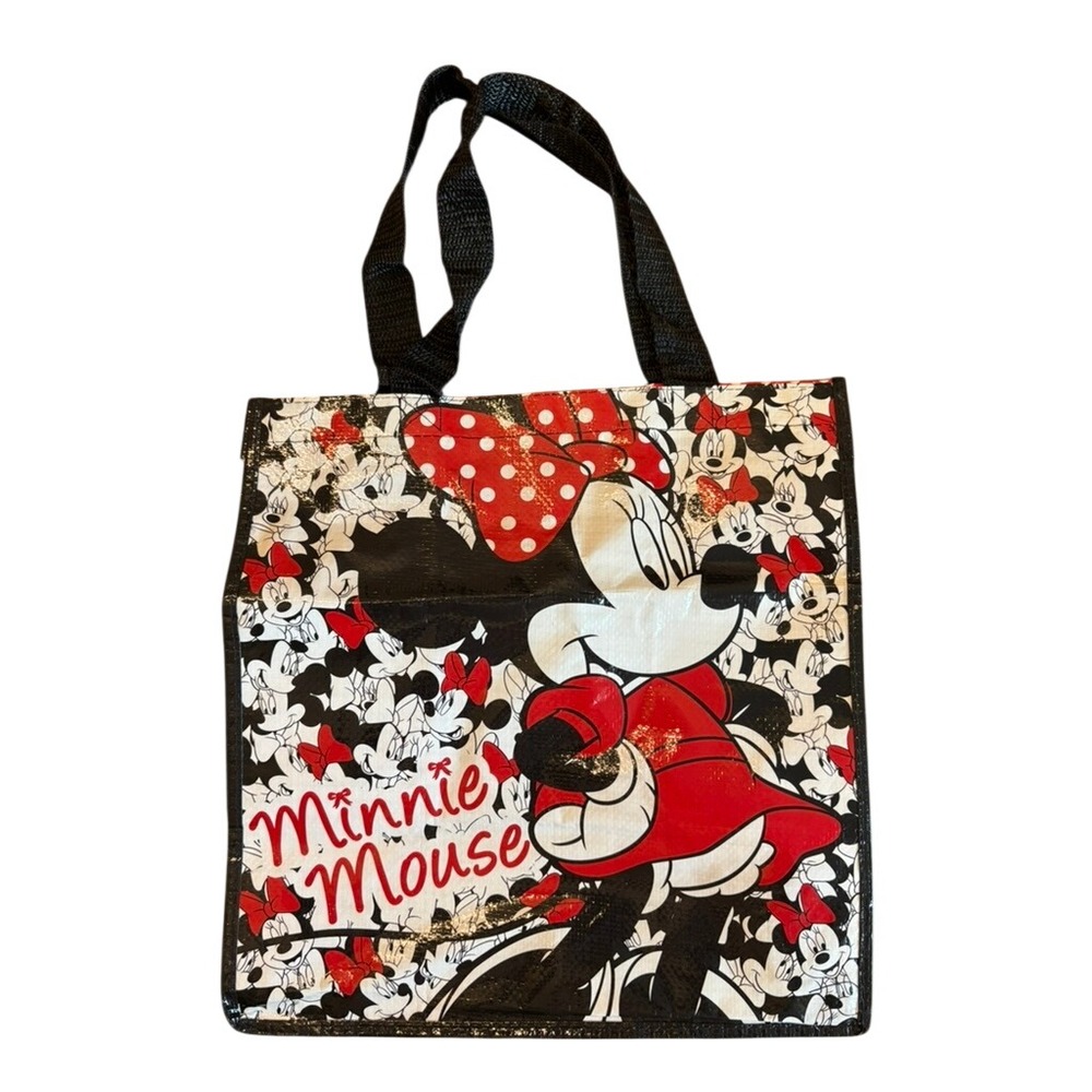 Disney Store Minnie Mouse Reusable Tote Bag Red White Polka Dot Recycled Pocket
